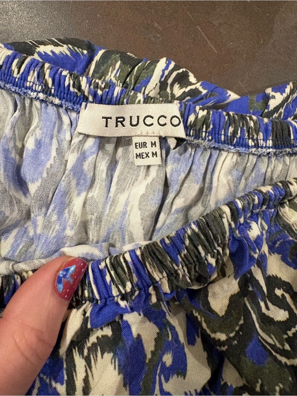 Off-Shoulder Blue Paisley Midi Dress with Tie Waist Medium - Picture 2 of 6